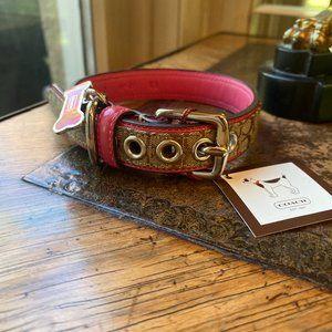 Pink Coach Signature Dog Collar w/ Charm